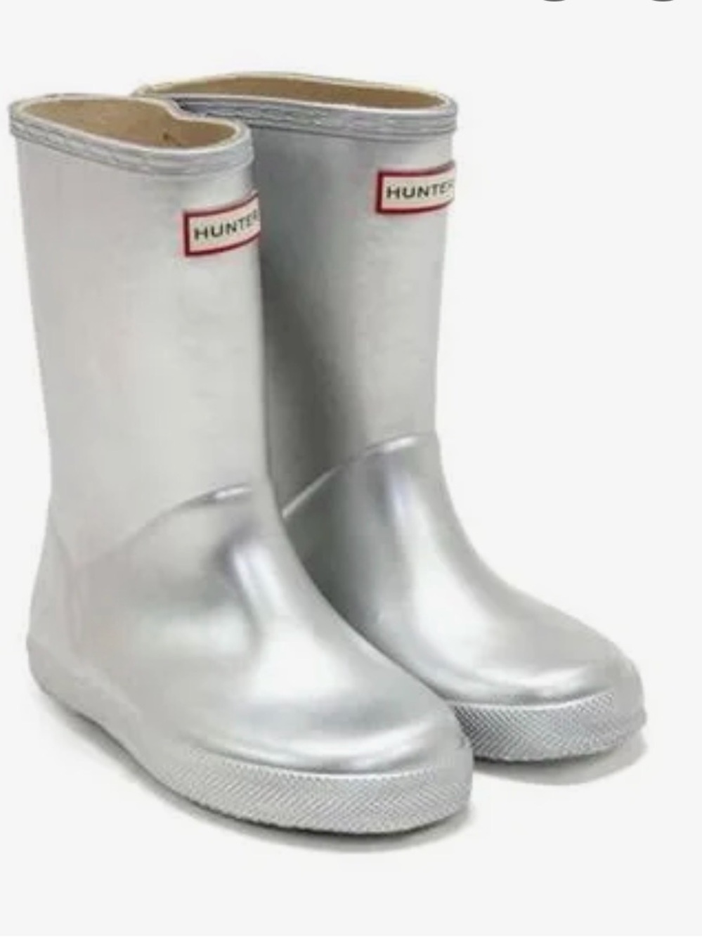 HUNTER Kids Metallic Silver Wellies